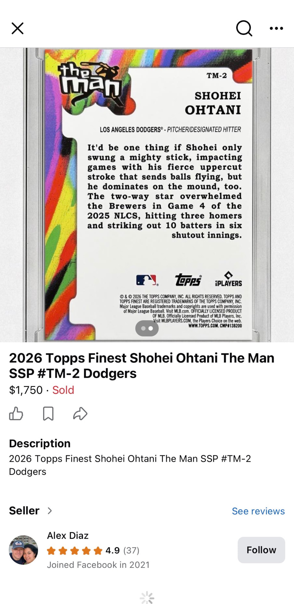 Deleted Facebook Marketplace listing by ballpark_alex — card back