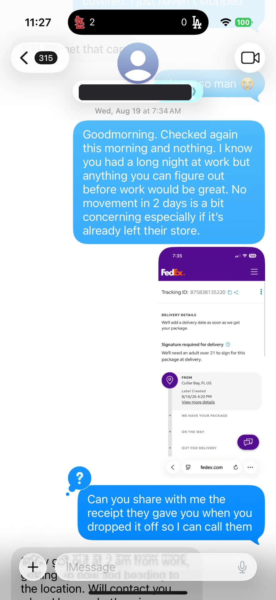 Text message 11 — message between the buyer and Alex Diaz (Ballpark Alex) about the 2026 Topps Finest Shohei Ohtani card