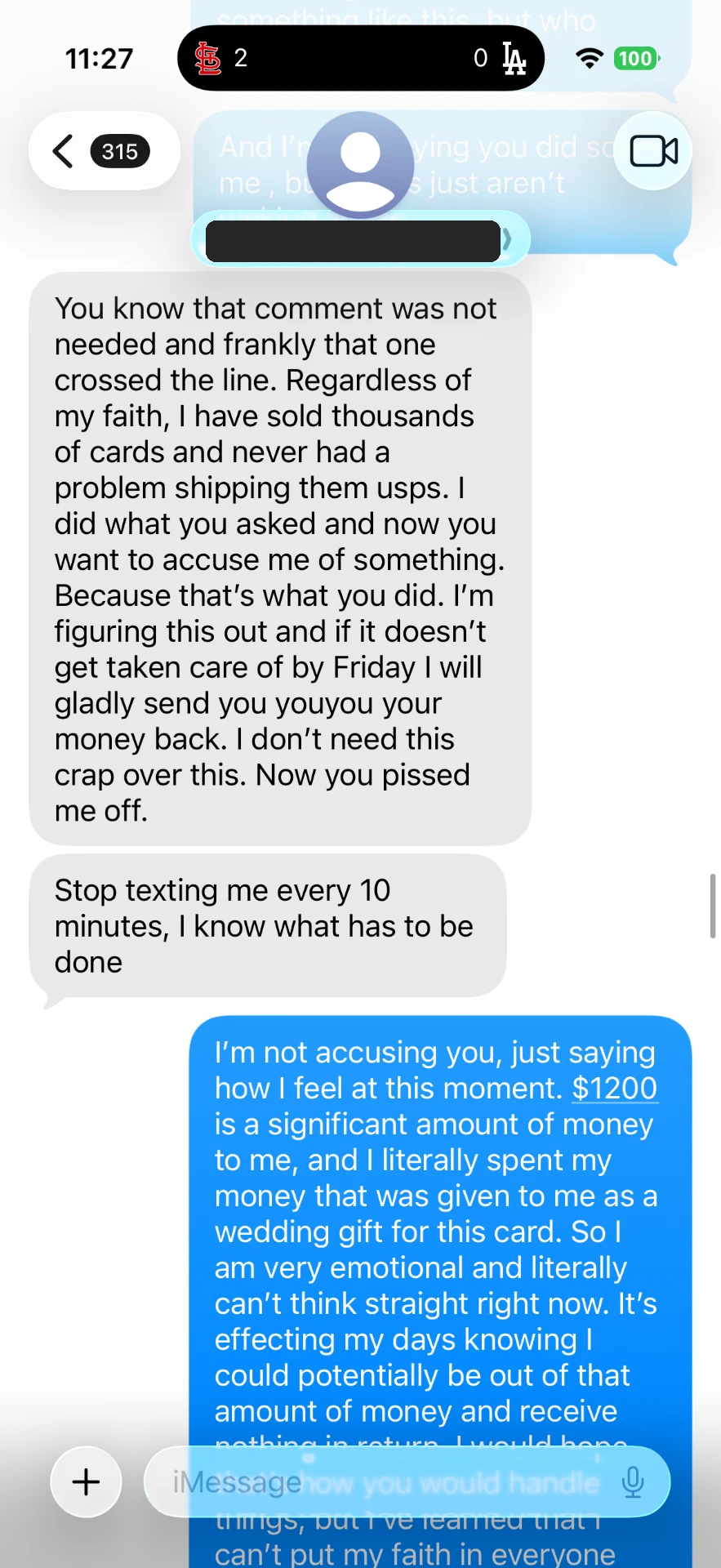 Text message 13 — message between the buyer and Alex Diaz (Ballpark Alex) about the 2026 Topps Finest Shohei Ohtani card