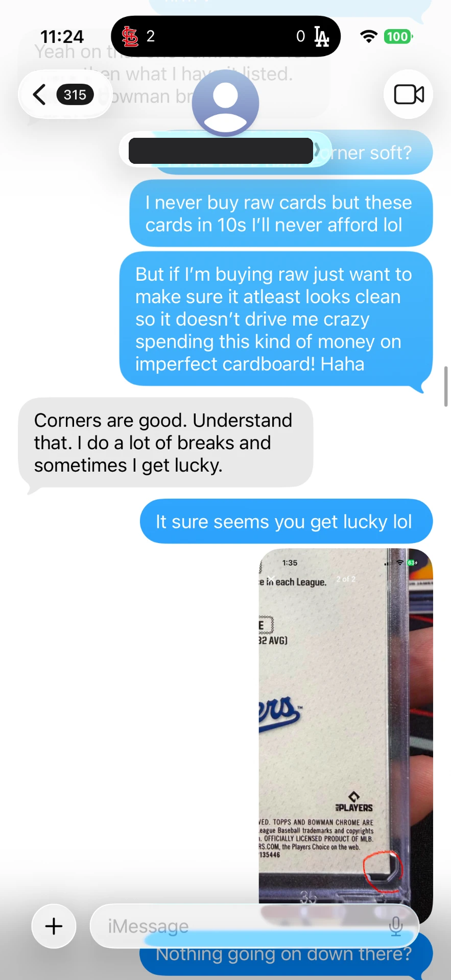 Text message 5 — message between the buyer and Alex Diaz (Ballpark Alex) about the 2026 Topps Finest Shohei Ohtani card