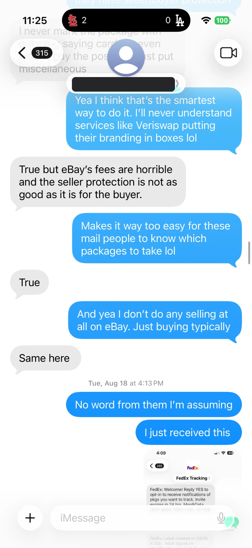 Text message 8 — message between the buyer and Alex Diaz (Ballpark Alex) about the 2026 Topps Finest Shohei Ohtani card